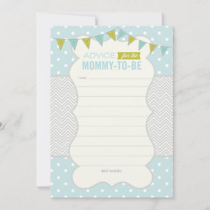 Invitation Polka Dota et Chevron Baby shower Advice Card