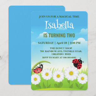 Invitation Polka rouge mignon point Ladybug Daisy Flower Anni