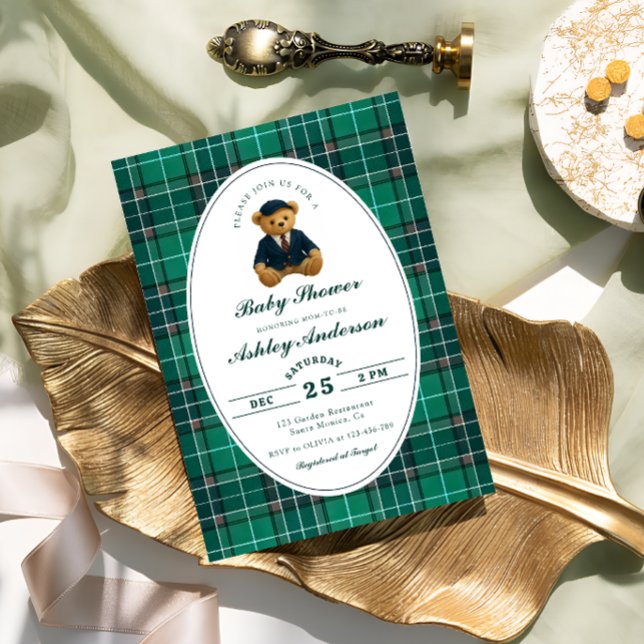 Invitation Polo Teddy Bear Baby shower garçon (Créateur téléchargé)
