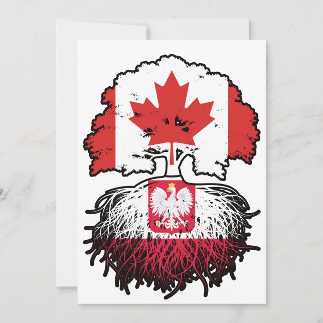 Invitation Pologne Polonaise Canada Drapeau des racines d'arb (Devant)