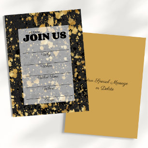 Invitation polyvalente à remplir en noir et or
