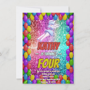 Invitation Pom-pom girl Bunny Pompom Fun anniversaire invitat