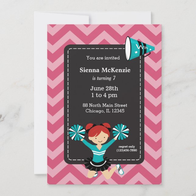 Invitation Pom-pom girl, choisissez votre propre couleur arri (Devant)