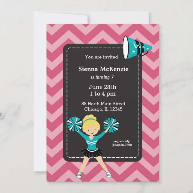 Invitation Pom-pom girl, choisissez votre propre couleur arri (Devant)