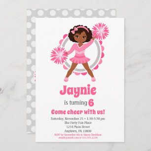Invitation Pom-pom girl rose - Anniversaire afro-américain