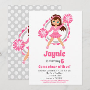 Invitation Pom-pom girl rose - Brunette Girls Cheer Anniversa