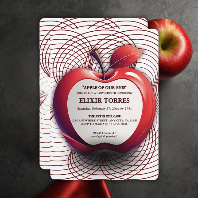 Invitation Pomme 3D de notre oeil Baby shower géométrique (Créateur téléchargé)