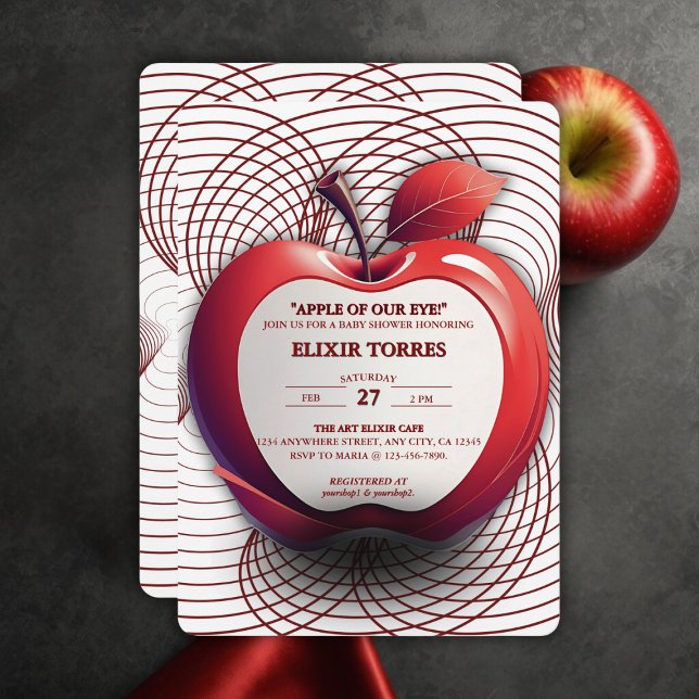 Invitation Pomme 3D de notre oeil Baby shower géométrique (Créateur téléchargé)
