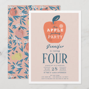 Invitation Pomme cueillette fille rose Anniversaire