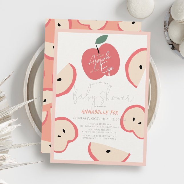 Invitation Pomme de mon Baby shower de fille rose de l'oeil (Créateur téléchargé)