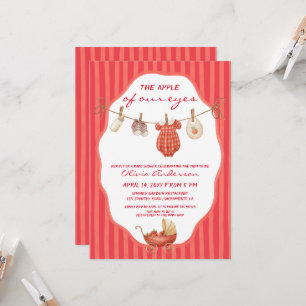 Invitation Pomme de nos yeux Baby Shower rayé