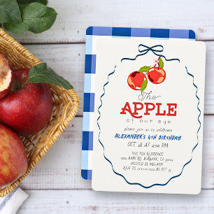 Invitation Pomme de nos Yeux Garçon Anniversaire Ruban Bleu