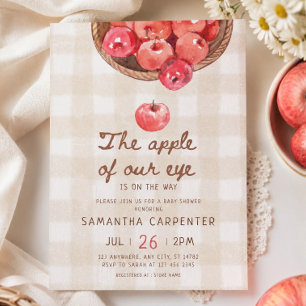 Invitation pomme de nos yeux paniers en vichy baby shower