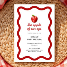 Pomme de nos yeux texte rouge pour baby shower aut