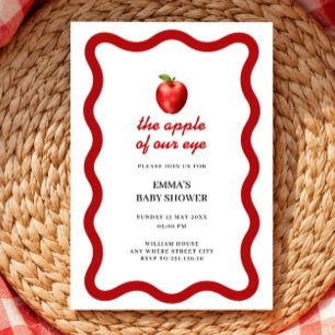 Invitation Pomme de nos yeux texte rouge pour baby shower aut