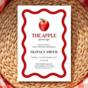Invitation Pomme de Nos Yeux Texte rouge pour baby shower aut