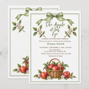 Invitation Pomme de Nos Yeux Vert Sauge Baby Shower d'Automne