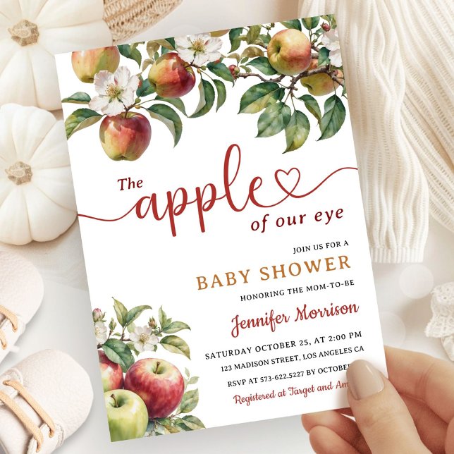 Invitation Pomme de notre Baby shower oculaire Chute Neutre S (Créateur téléchargé)