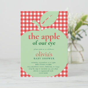 Invitation Pomme de notre Baby shower rouge vert oeil