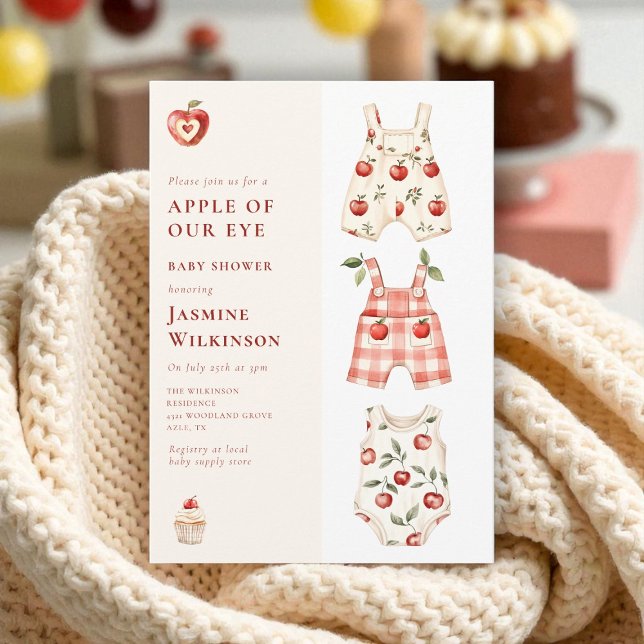 Invitation Pomme de notre oeil Baby shower d'aquarelle modern (Créateur téléchargé)