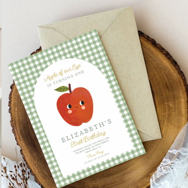 Invitation Pomme de notre oeil mignon Apple 1er anniversaire (Créateur téléchargé)