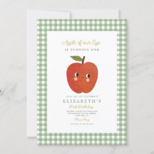 Invitation Pomme de notre oeil mignon Apple 1er anniversaire