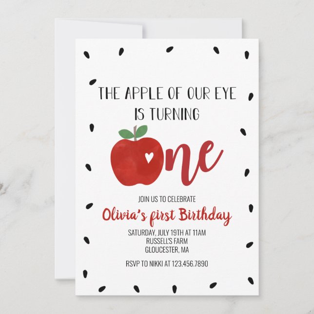 Invitation Pomme de notre OEil premier anniversaire (Devant)