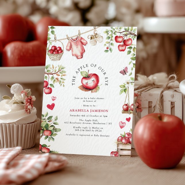 Invitation Pomme Douce De Notre Baby shower Oeil (Créateur téléchargé)