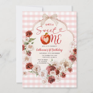Invitation Pomme Douce Un Anniversaire Rose En vichy Chute Fl
