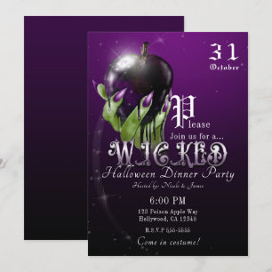 Invitation Pomme empoisonnée Sorcière méchante Fête violette
