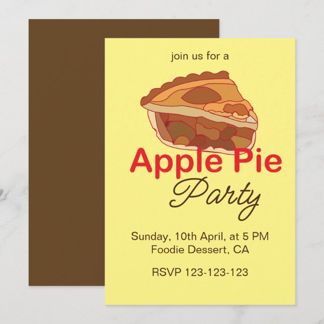 Invitation Pomme Pie Dessert (Devant / Derrière)