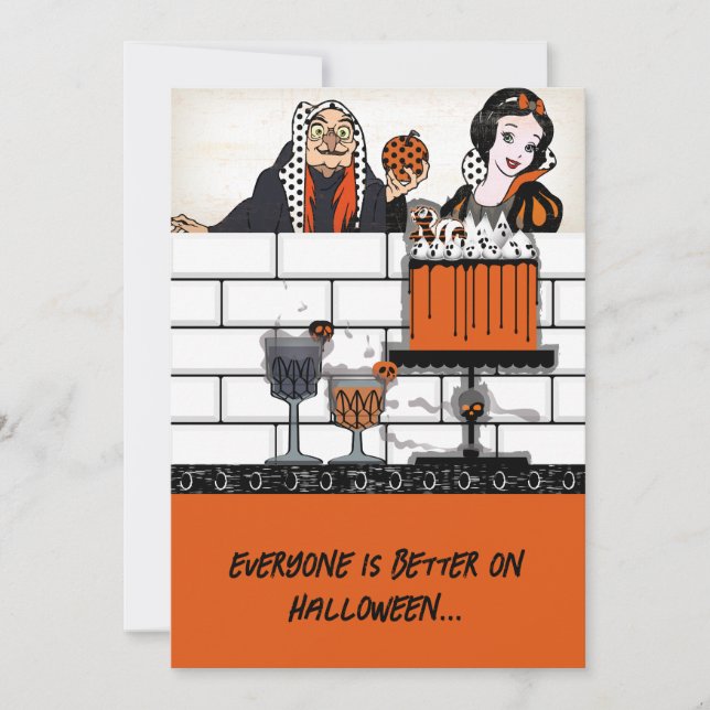 Invitation Pomme poison blanche de neige d'Halloween (Devant)