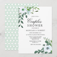 Pomme verte moderne Blanc Floral Couples Douche