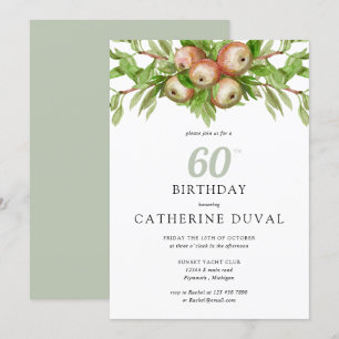 Invitation Pommes d'aquarelle ayant des branches d'anniversai