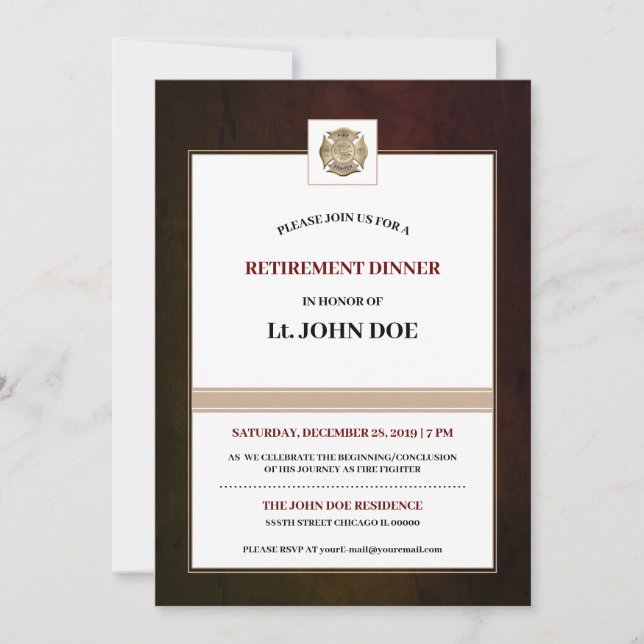 Invitation Pompier (Devant)