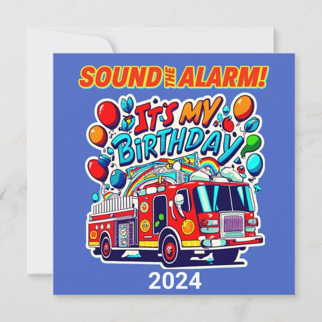 Invitation Pompier Anniversaire Son Alarme Pompier (Devant)