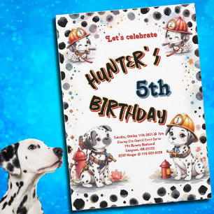 Invitation Pompier Dalmatien repéré Anniversaire