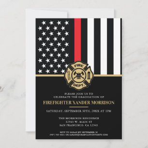 Invitation Pompier Diplôme de la Ligne Rouge Flag Flaman