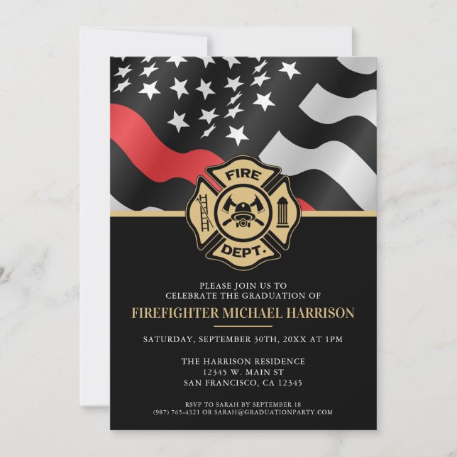 Invitation Pompier Fire Academy Fête de graduation de pompier (Devant)