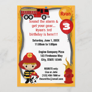 Invitation Pompier-pompier Dalmatien Anniversaire FF01D