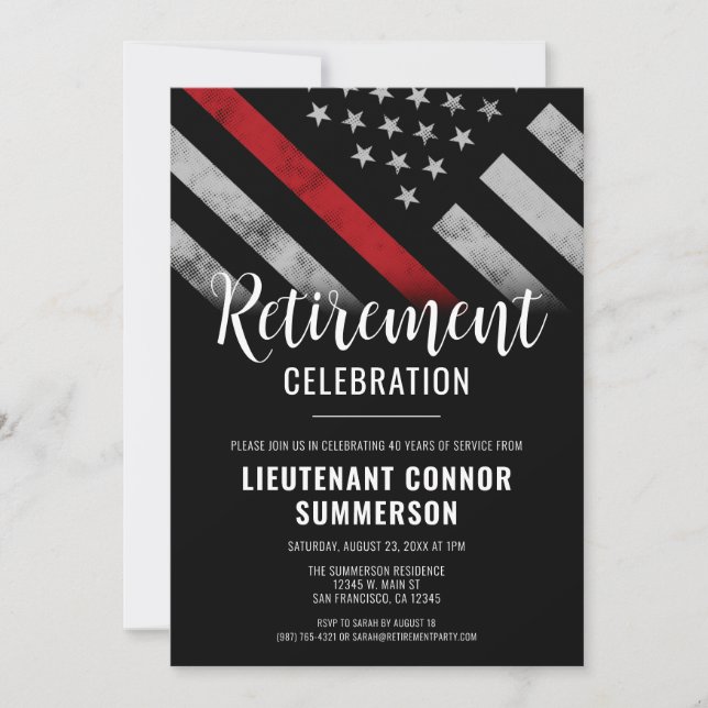 Invitation Pompier Service des incendies Parti de retraite (Devant)