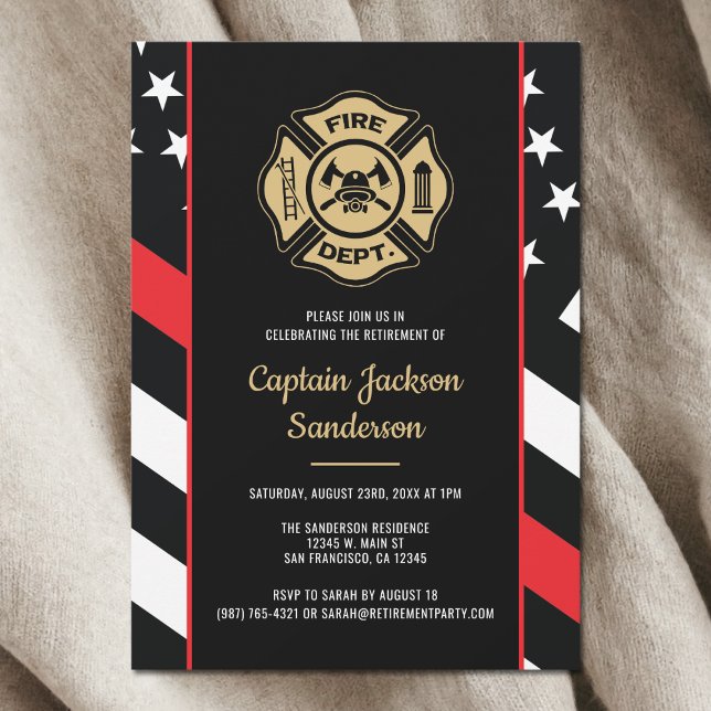 Invitation Pompiers Pompiers Retraite (Fireman Fire Department Firefighter Retirement Invitation)