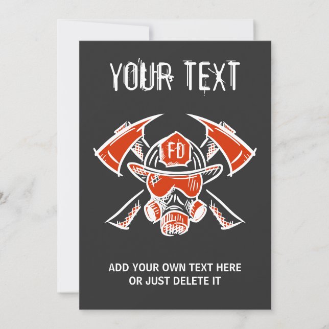 Invitation Pompiers. Service d'incendie. Idée cadeau (Devant)