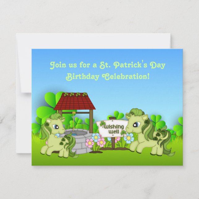 Invitation Ponies Vert mignon Saint Patrick's Day Horse Anniv (Devant)