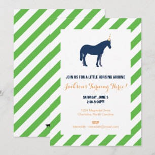 Invitation Pony Birday Party Green