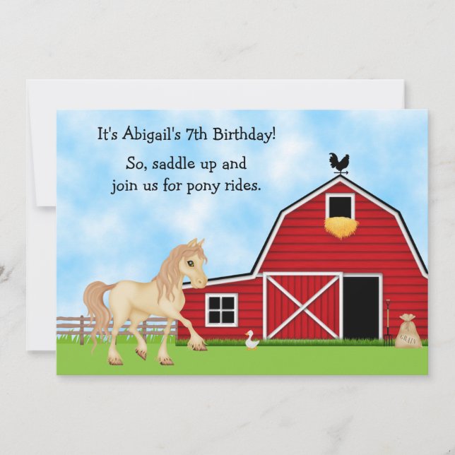 Invitation Pony Rides Horseback Équitation Cheval Anniversair (Devant)