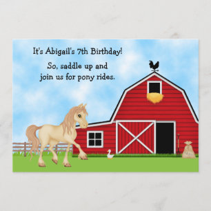 Invitation Pony Rides Horseback Équitation Cheval Anniversair