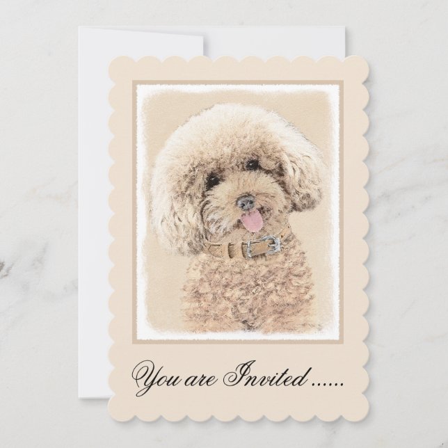 Invitation Poodle Miniature Toy Apricot Crème Chien Brown Art (Devant)