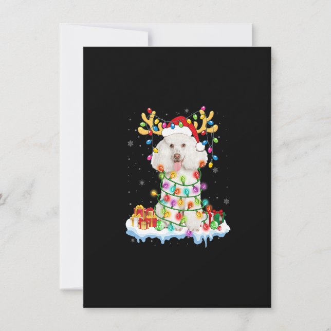Invitation Poodle Père Noël Reindeer Noël Chemise Drôle Chien (Devant)