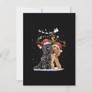 Invitation Poodle Reindeer Santa Chapeau Noël Lumières Noël X